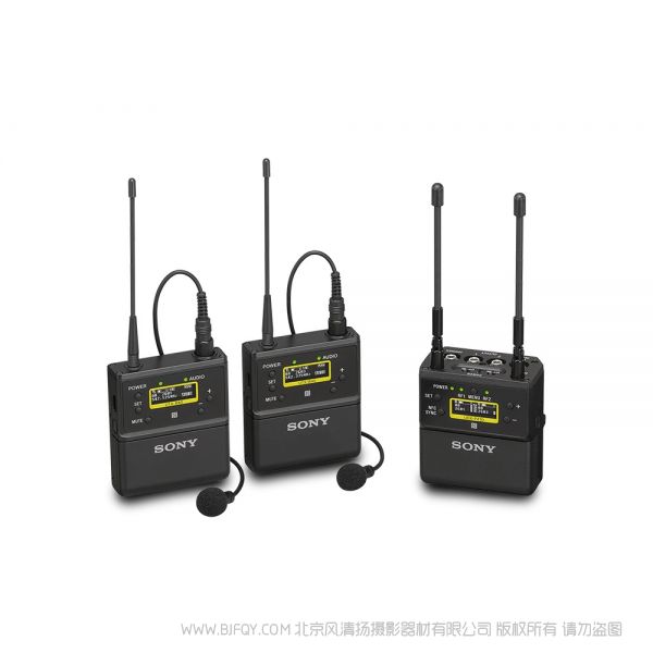 索尼 UWP-D27 一拖二 B40x2,P41Dx1 无线腰包式麦克风套件,带腰包式发射器、2 通道便携式接收器、领夹式麦克风和配件