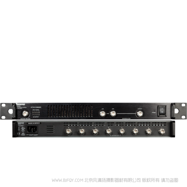 PA821B PSM无线系统天线组合器 PA821B 将多个无线 IEM 发射器的射频输出结合至单天线,从而改进了射频性能和保护架空间。