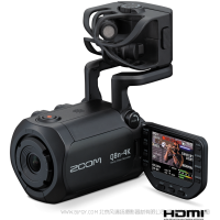 Zoom Q8N-4K 拍摄和直播高质量视频  2 个外部 XLR 输入和较多 4 个轨道的同时录制 乐器直播 吉他