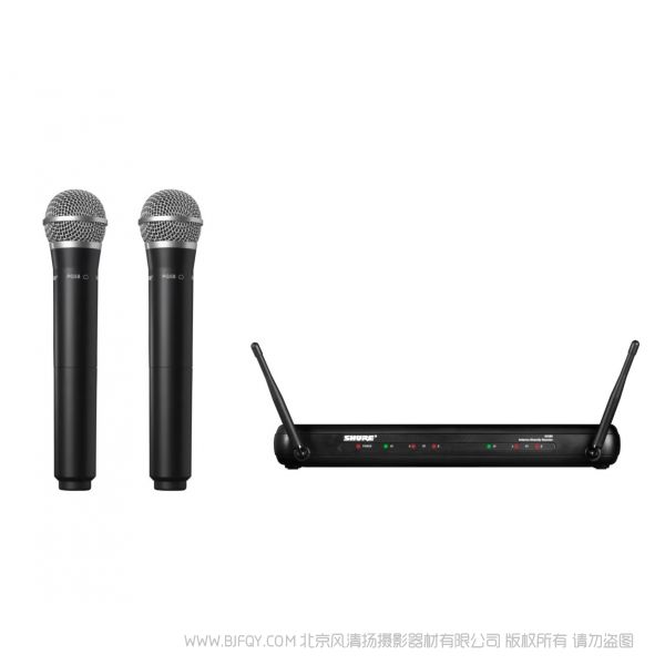 Shure 舒尔 SVX288/PG58 双人声无线系统 一拖二 包括SVX88雙通道分集接收機,2個帶PG58話筒頭的手持發射機。