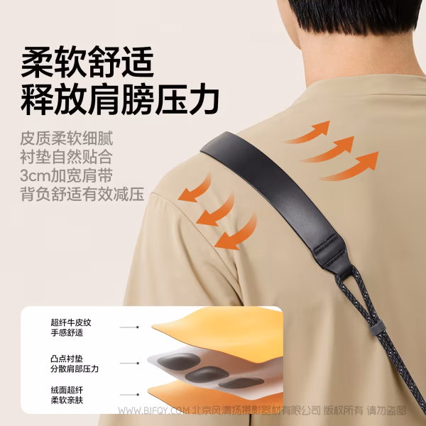 优篮子 Ulanzi CSS2 U-Snap相机肩带Lite -暗影黑B198 雾凇绿B199 星渊蓝B200 暮光橙B201