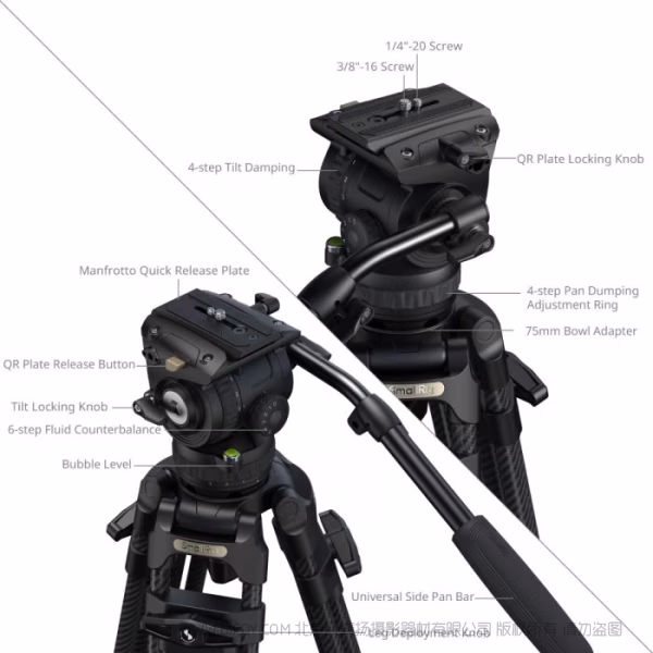 SmallRig斯莫格FSD16 一键开重型碳纤维三脚架5580